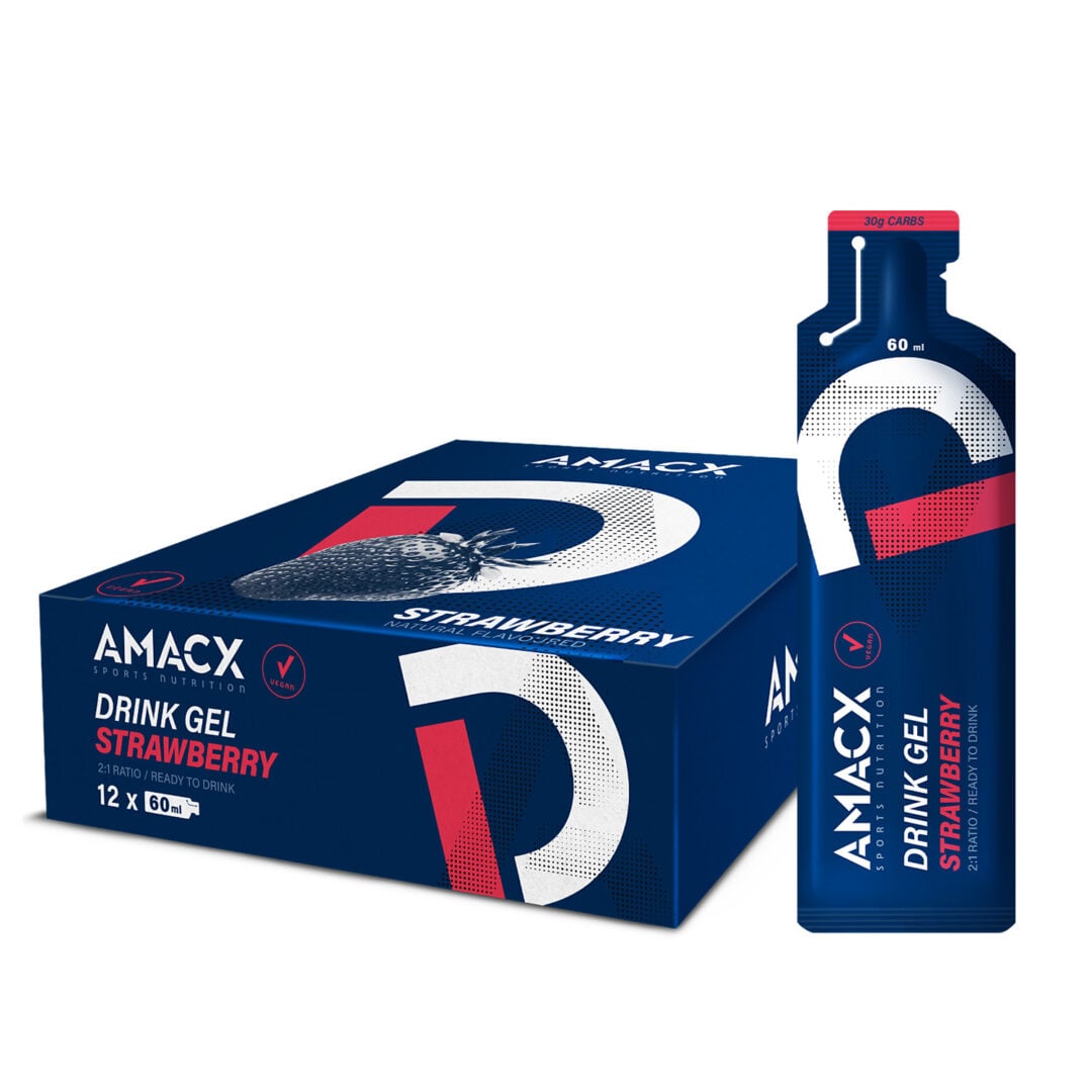Amacx Drink Gel 60 ml - présentoir - Fraise - Sports d'endurance