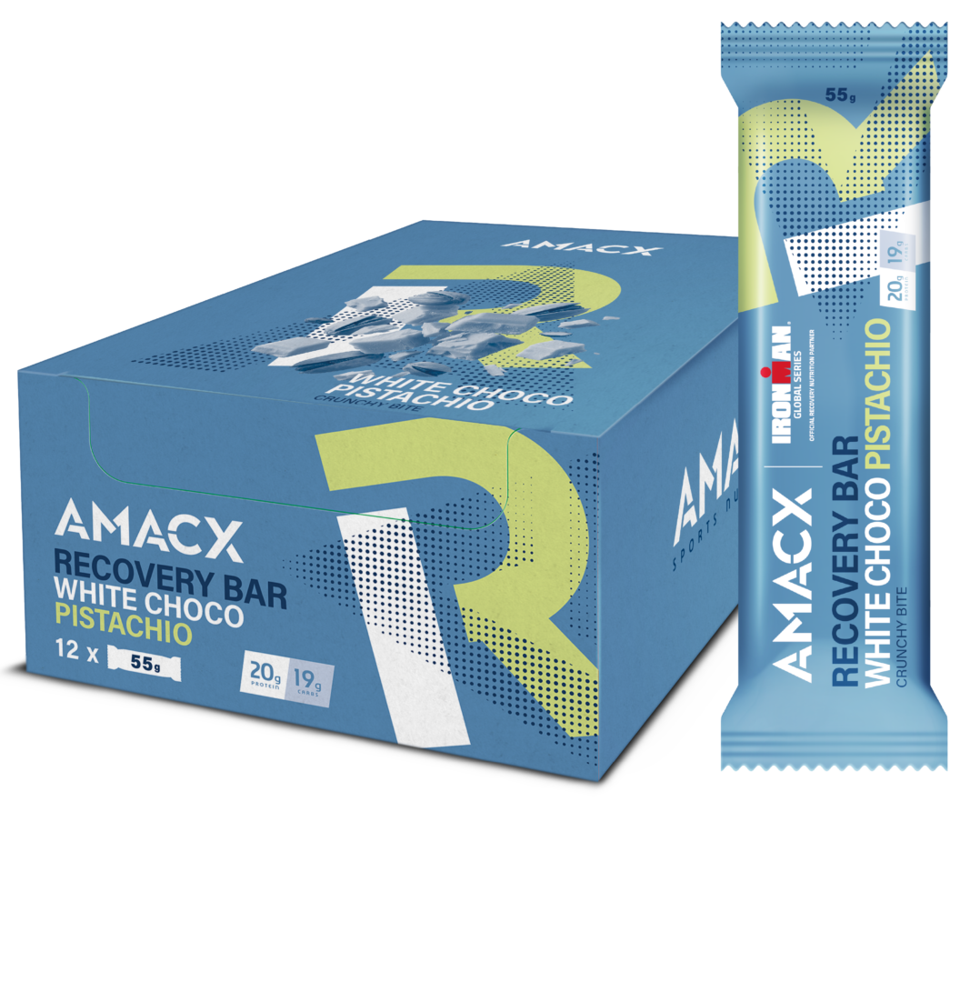 Amacx - Barre de récupération au chocolat blanc et à la pistache - Sports D'Endurance - Présentoir