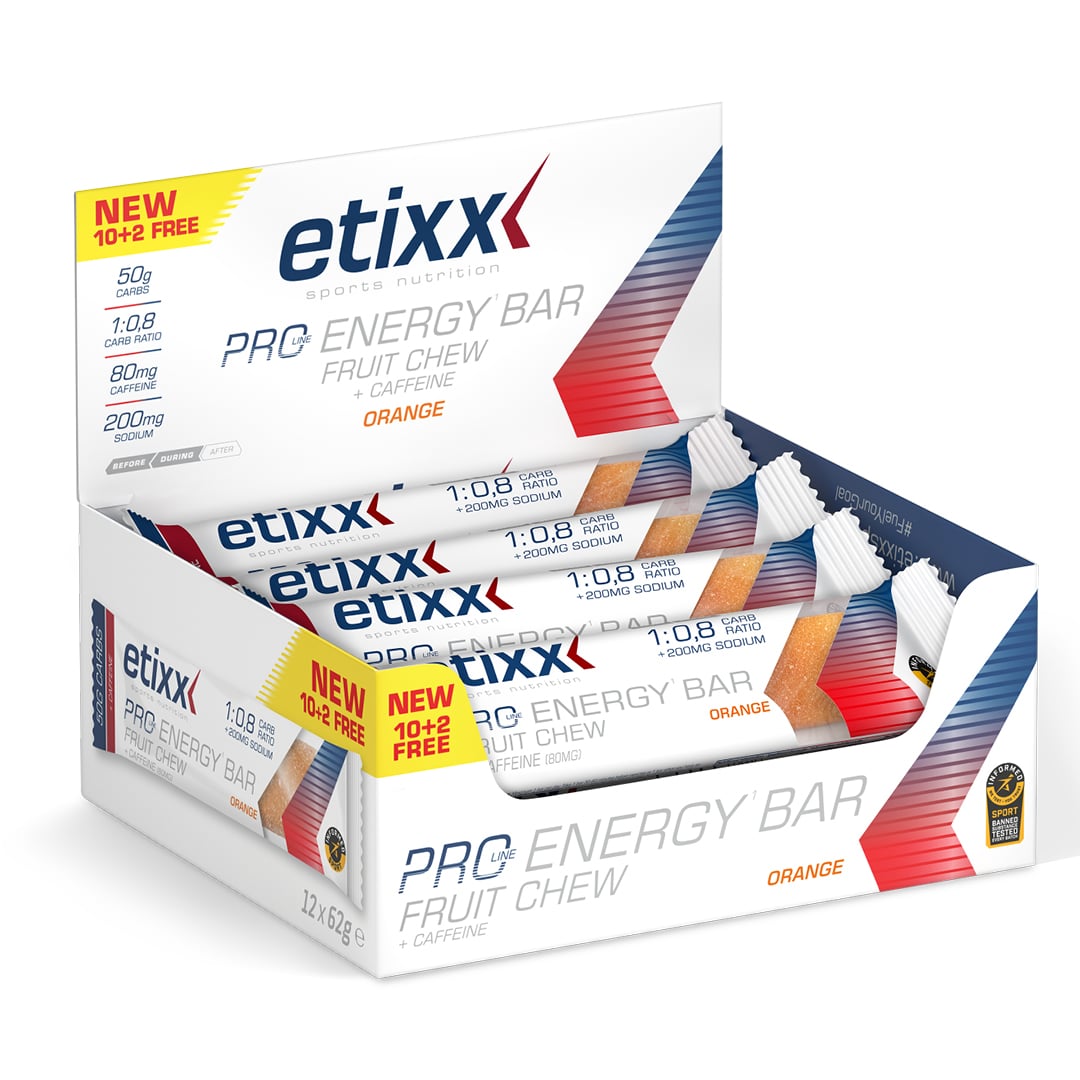 Etixx - Pro Line Energy Bar Fruit Chew - Orange + Caféine - Présentoir - Sports D'Endurance